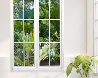 Wall mural window, self adhesive, Florida Garden-vertical