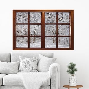 Winter Window View Wall Mural, Self Adhesive Vinyl Decal