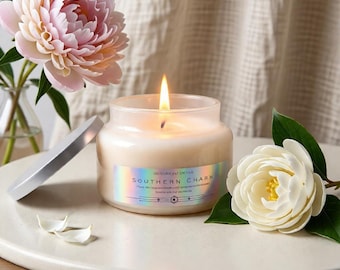 Luxury Fragrance Candle by Heaven and Earth - Southern Charm - 10 oz Wax Fill Short Apothecary Jar