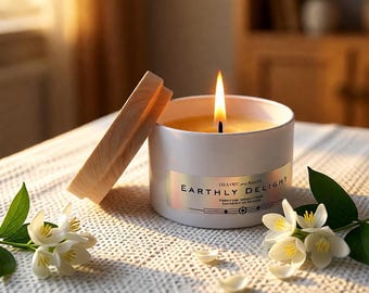 Earthly Delight - Apricot, Jasmine and Vanilla Lux Fragrance Candle by Heaven and Earth