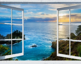 Big Sur McWay Falls View Wall Mural, Self Adhesive Decal