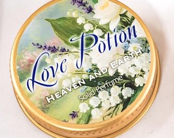 Solid Perfume – Floral Solid Perfume, Natural Beeswax Perfume, Romantic Handmade Gift Tin - Love Potion