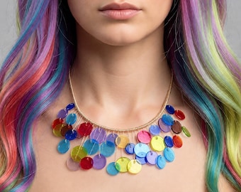 Lampwork Glass Statement Necklace- Anna Miller Lampwork- Chromatic