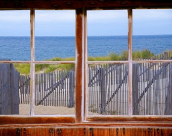 Wall mural window, self adhesive, Cape Cod Dune- window view-3 sizes available-perfect gift