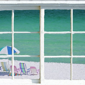 Wall mural window, self adhesive, window view-3 sizes available-Navarre beach-perfect gift image 1