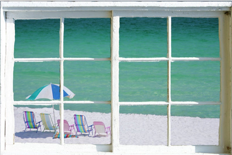 Wall mural window, self adhesive, window view-3 sizes available-Navarre beach-perfect gift image 1