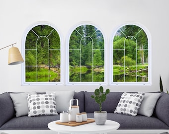 Yosemite View Window Decal, Merced River Reflection, 3-Piece Set