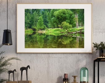 Archival Print -Merced River Reflection, Yosemite, Ca, Usa