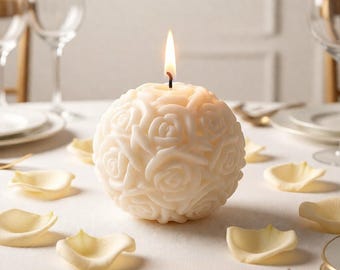 Rose Vanilla Highly Scented, Shaped Candle | Soy Coconut Wax Candle | Clean-Burning