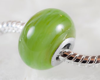 Jade- big hole lampwork glass bead
