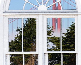 Golden Gate Bridge View Wall Mural, Faux Window Decal (24x36 inches)