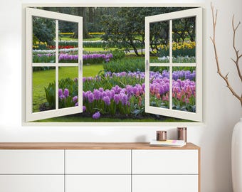 Hyacinth Garden Window Wall Mural, Peel and Stick Decal