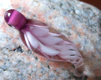 Purple Angel Feather-Focal Lampwork Glass Bead