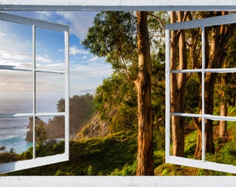 Big Sur Wall Mural, McWay Falls View, Faux Window Decal