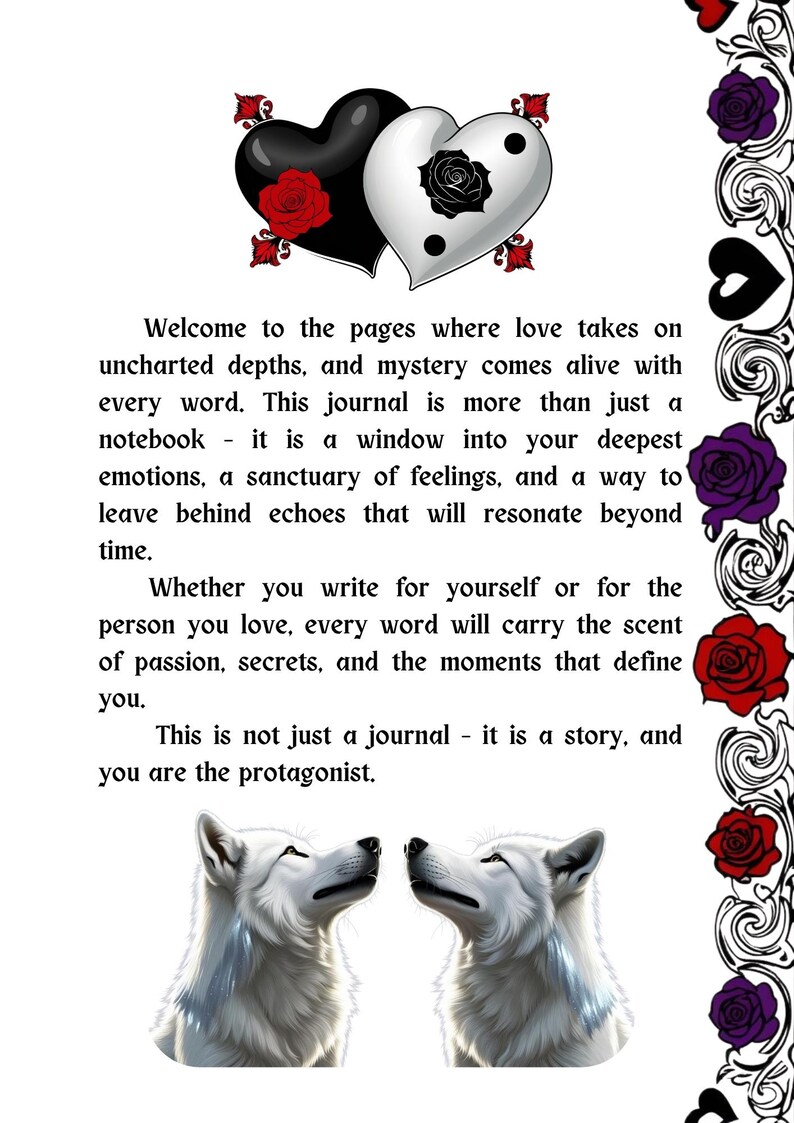 Unique Gothic Promps Printable Gothic Love Journal β A4 Dark Romance Planner, Romantic ...