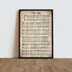 O heilige Nacht, Weihnachtshymne, Vintage Lied, gealterte antike Notenblatt, Bauernhausdekor, Hymnale Seite Druck-Leinwand