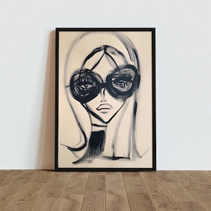 Póster retro de ilustración de moda, impresión artística para dormitorio de niña, decoración de habitación, impresión de pared moderna, arte dibujado a mano, arte para sala de estar
