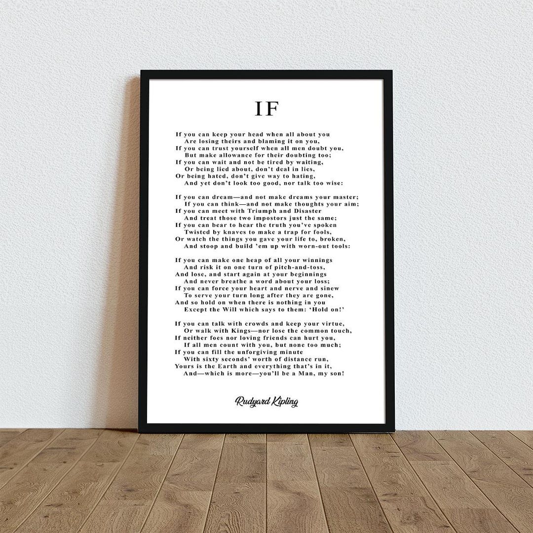 If Kipling Poem, Graduation Gifts for Son, If Poem, If Rudyard Kipling ...