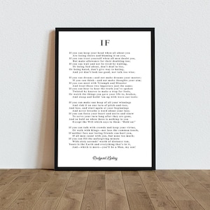 Se la poesia di Kipling, regali di laurea per il figlio, poesia di Se, stampa di Rudyard Kipling