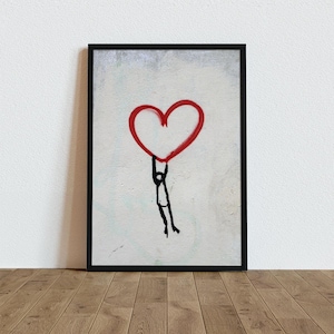 Banksy Graffiti Art Street,Graffiti Hearts Love,Graffiti wall art print,Banksy paint hearts,Banksy Artwork,Modern Street Art