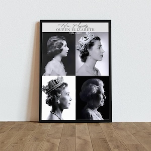 Queen Elizabeth II Framed Print Portrait British Queen framed print wall art Queen Elizabeth II signature Portrait art poster