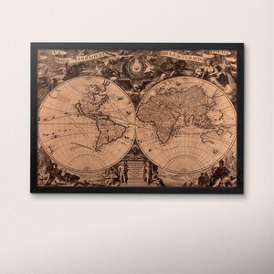 Old World Map, Vintage World Map Canvas Art, Old World Map Art Canvas, Vintage Map Canvas Art, Old Map Canvas Art, Map Canvas Art