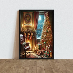 Decoración del hogar para Año Nuevo, Sala de estar, Póster navideño, Feliz Navidad, Arte mural festivo de Feliz Año Nuevo, Regalo de Navidad, Ambiente romántico