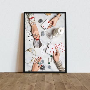 Pokernacht retro muur kunst print trendy funky decor, groovy poster bar kar kunst appartement decor, girly muur kunst slaapzaal decor voor studenten