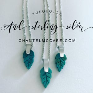 Türkis Edelstein Blatt Anhänger und Sterling Silber Halskette, Perth Western Australia