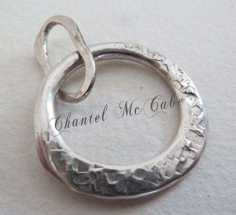 Argentium sterling silver round washer pendant Perth rustic and textured Western Australia