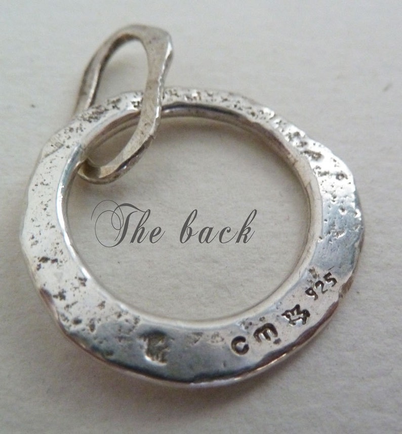 Argentium sterling silver round washer pendant Perth rustic and textured Western Australia