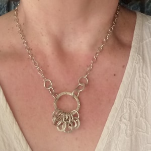 Ready-made Argentium sterling silver necklace - circles,  lots of rings. Perth, Western Australia