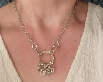Ready-made Argentium sterling silver necklace - circles,  lots of rings. Perth, Western Australia