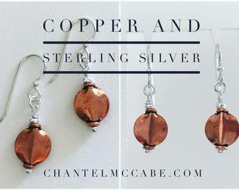 Copper and sterling silver earrings with french hooks, Perth Western Australia