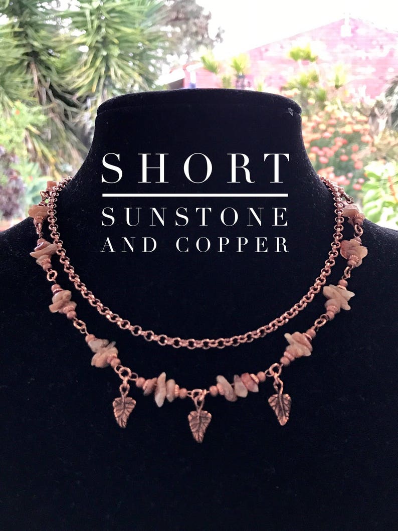 Wear me three ways Adjustable length sunstone and copper necklace, Perth Western Australia image 3