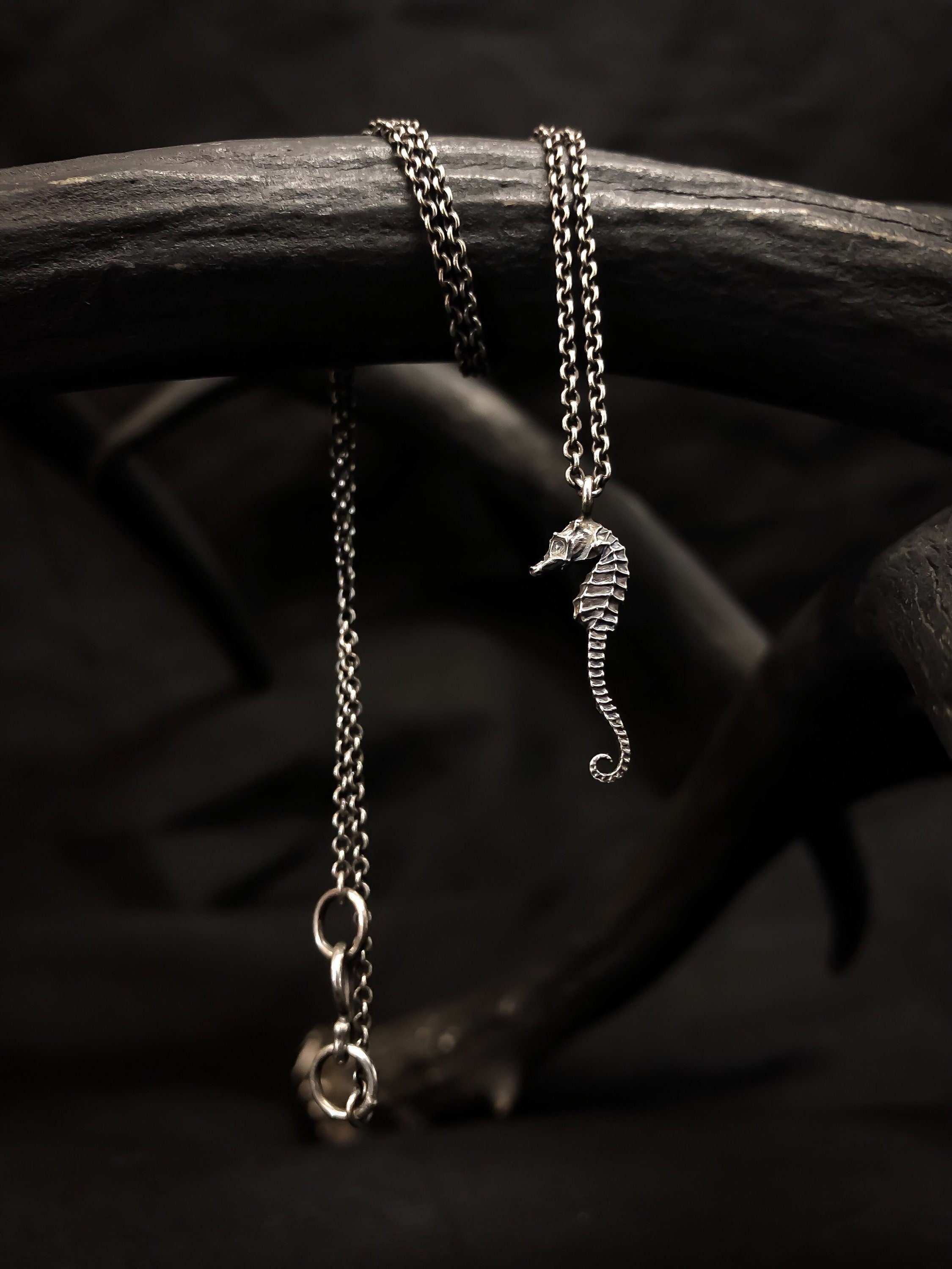 Itty Bitty Silver Seahorse Necklace Very Small Unique Etsy