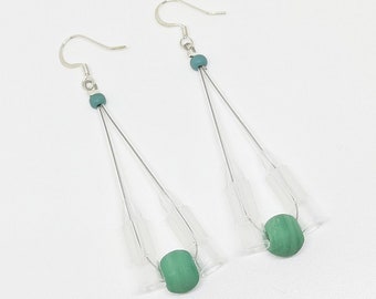 Green Pipette Tip Earrings - fun science lab inspired jewelry gifts for chemists, chemistry majors & mad scientists