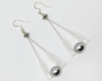 Silver Pipette Tip Earrings - fun science lab inspired jewelry gifts for chemists, chemistry majors & mad scientists