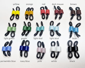 Portaocchiali - 2 paia - scegli il colore - connettori a tubo e ad anello in gomma per catenelle portaocchiali