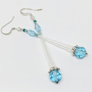 Pipette Tip Earrings in Aqua and Teal