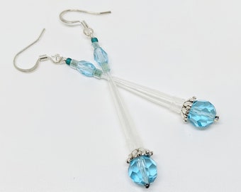 Pipette Tip Earrings in Aqua and Teal