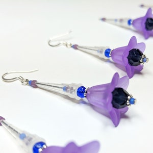 Purple and Blue Pipette Tip Flower Earrings Fun Jewelry for Scientists image 1