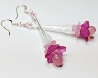 Fun fucsia pipetta goccia orecchini-allegro e grazioso in regalo rosa per chimici, biologi, tecnici di laboratorio e studenti di biologia