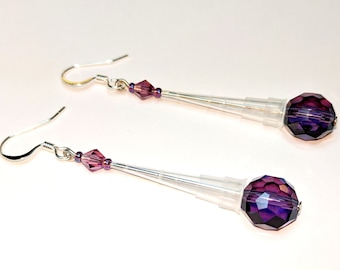 Purple Pipette Tip Earrings - fun science lab inspired jewelry gifts for chemists, chemistry majors & mad scientists