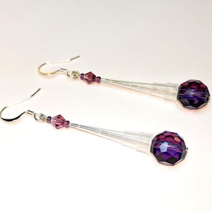 Purple Pipette Tip Earrings - fun science lab inspired jewelry gifts for chemists, chemistry majors & mad scientists