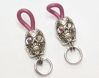 Pinze per catene di occhiali a forma di teschio, pinza rosa - Parti per anelli di collana porta occhiali, cinturino per occhiali da lettura, forniture per perline