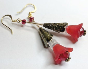 Holiday Red Pipette Drop Earrings - cheerful and pretty gift for stylish chemists, biologists, laboratory technicians and biology students