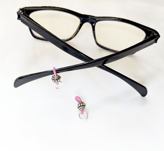 Eyeglasses Chain Grippers, One Pair, Pink and Silver Eyeglass