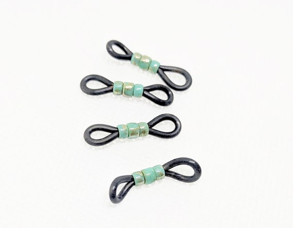Bag of 65 Eyeglass Cord Chain Rubber End Loop Grip Findings-Silver,Gold,Black