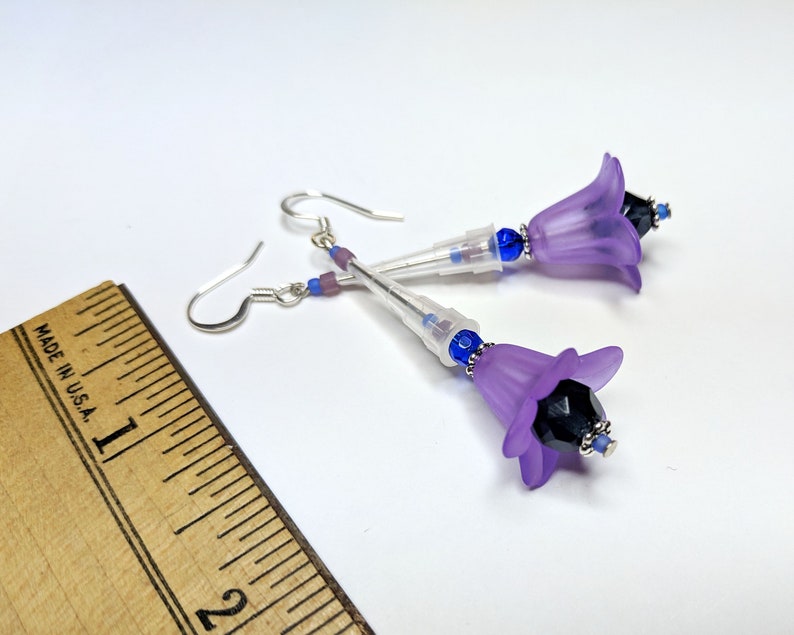 Purple and Blue Pipette Tip Flower Earrings Fun Jewelry for Scientists image 2